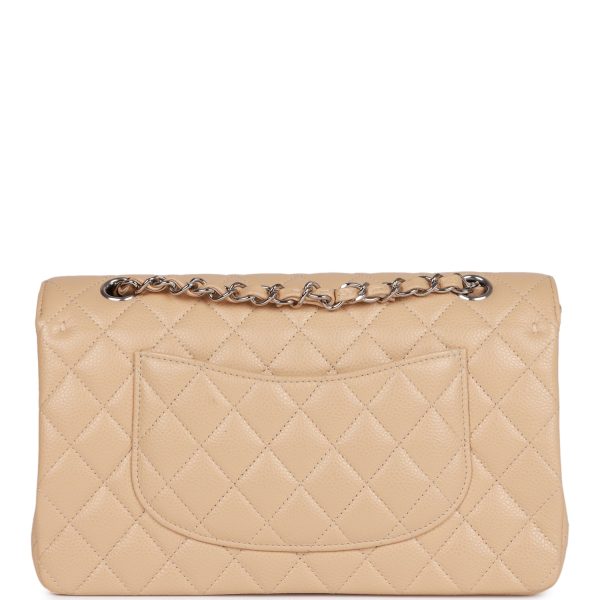 CC Medium Classic Double Flap Bag Beige Caviar Silver Hardware