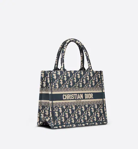 SMALL D BOOK TOTE Blue D Oblique Embroidery (26.5 x 21 x 14 cm)