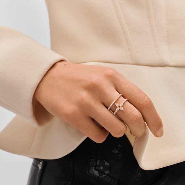 Idylle Blossom Rose Gold and Diamond Double Row Ring