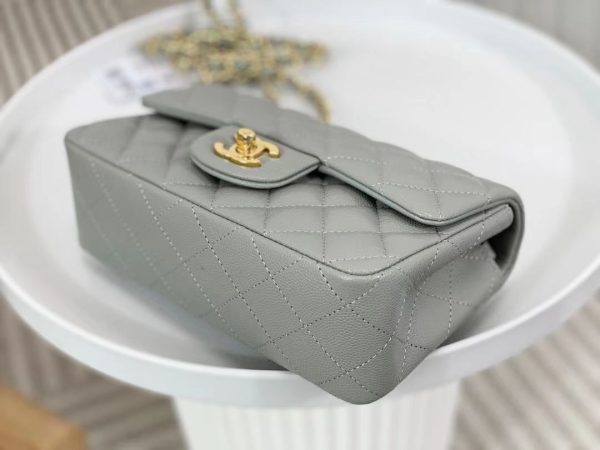 CC Classic Flap Caviar Shoulder Bag 20Cm For Ladies Light Gray Wiht Gold