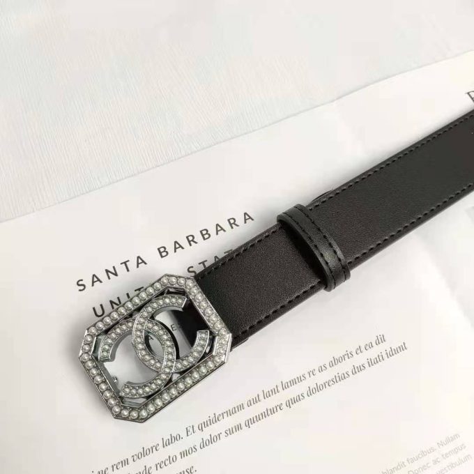 2 Colors Fashion pearl square buckle leather belt - Image 6