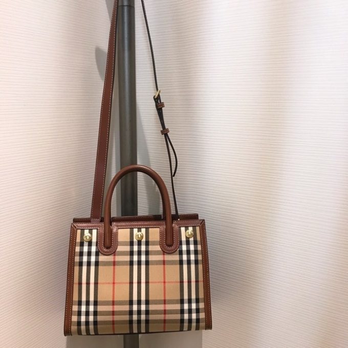 bb Mini Vintage Check Two-handle Title Bag Archive Beige For Women, Women's Bags 10.2in/26cm 80252671 - Image 5