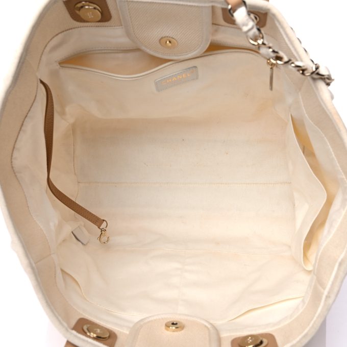 cc Canvas Pearl Large Deauville Tote Ecru Beige - Image 4