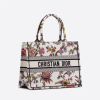 MEDIUM D BOOK TOTE White Multicolor D Jardin Botanique Embroidery (36 x 27.5 x 16.5 cm)