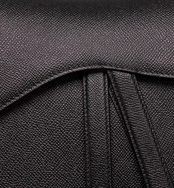 CHRISTIAN D Grained Calfskin Saddle Bag Black