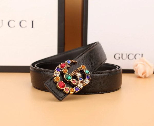 2  double G irregular colored diamond belts