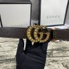 4 Colors  double-G rhinestone double-sided lychee pattern belt