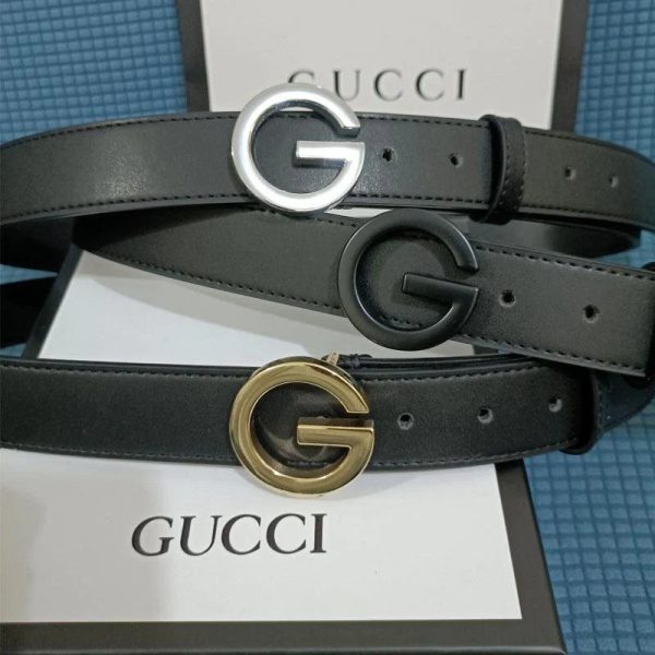 3 Colors  Single G Black Leather Belt