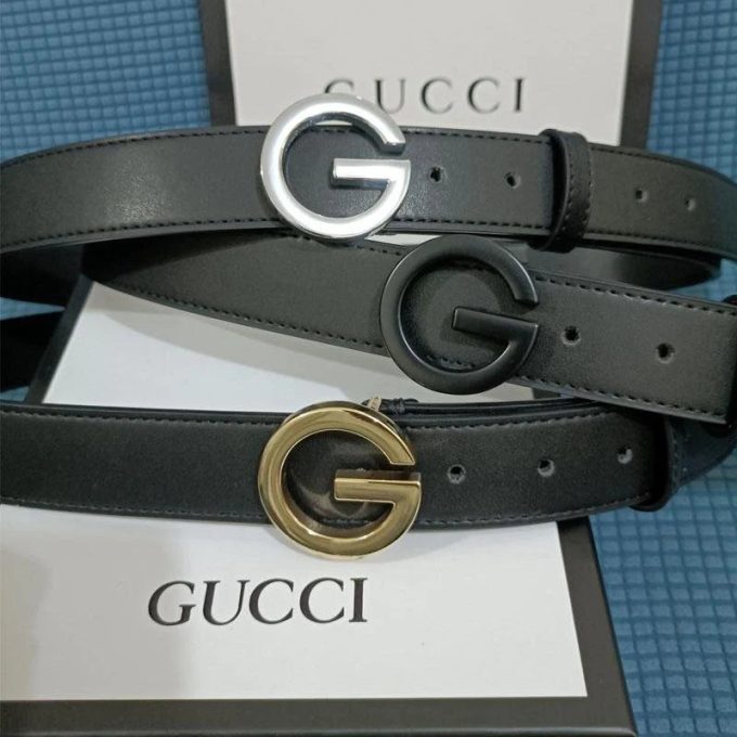 3 Colors  Single G Black Leather Belt - Image 4