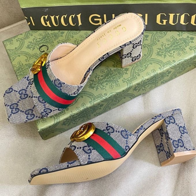 Vintage Embossed Block Heel Sandals - Image 5