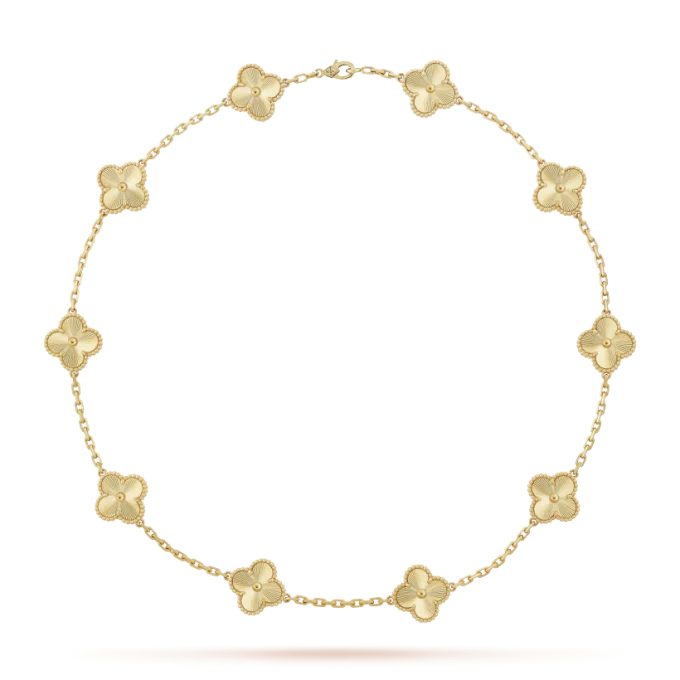 Vintage Alhambra necklace, 10 four-leaf lucky totems