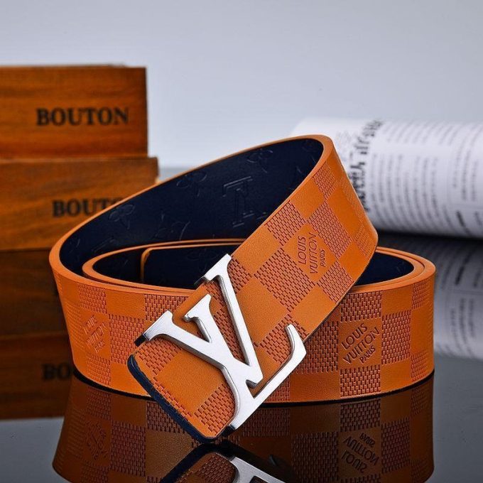 3 Colors  New Letter Brown Leather Belt - Image 2