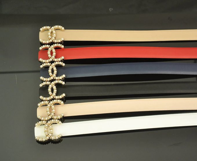 6 color  double C pearl rhinestone belt - Image 7