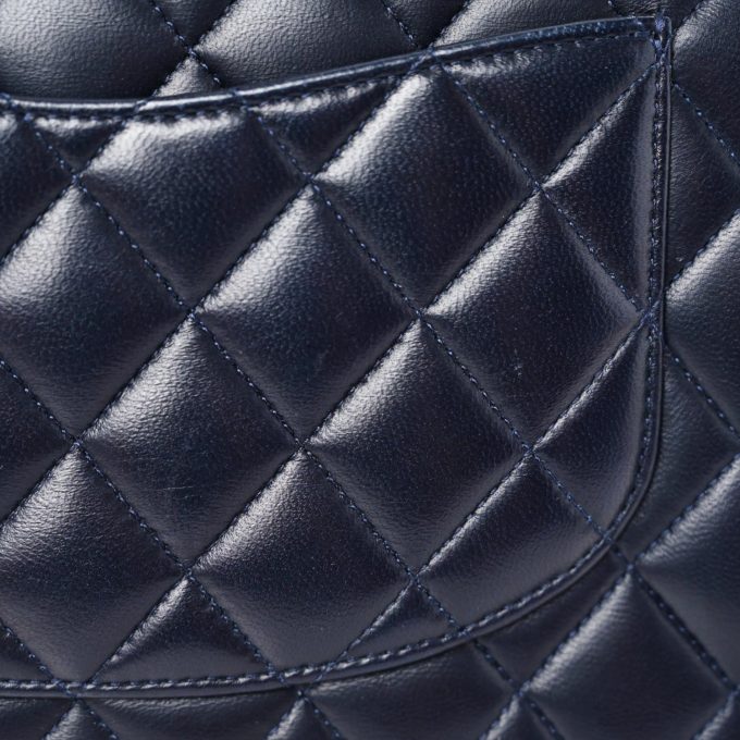 CC CN34 Lambskin Quilted Medium Double Flap in Navy - Image 5