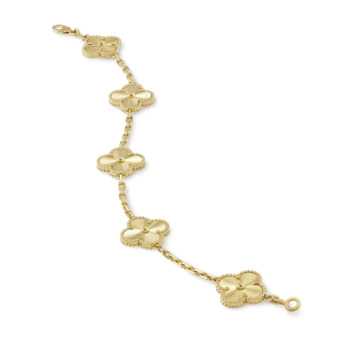 Vintage Alhambra bracelet, 5 four-leaf lucky totems - Image 2