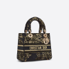 MEDIUM LADY D-LITE BAG Black Multicolor D Jardin d'Hiver Embroidered Cotton with Veet and Metallic Thread