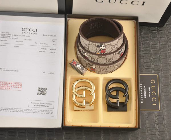 3-color  double G Mickey Mouse print belt