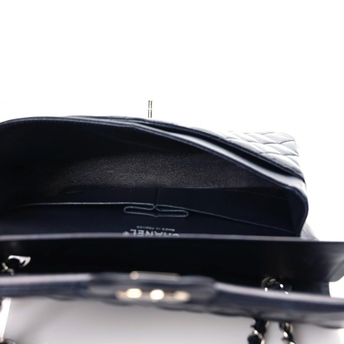 CC CN34 Lambskin Quilted Medium Double Flap in Navy - Image 2