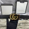 4 Colors  double-G rhinestone double-sided lychee pattern belt