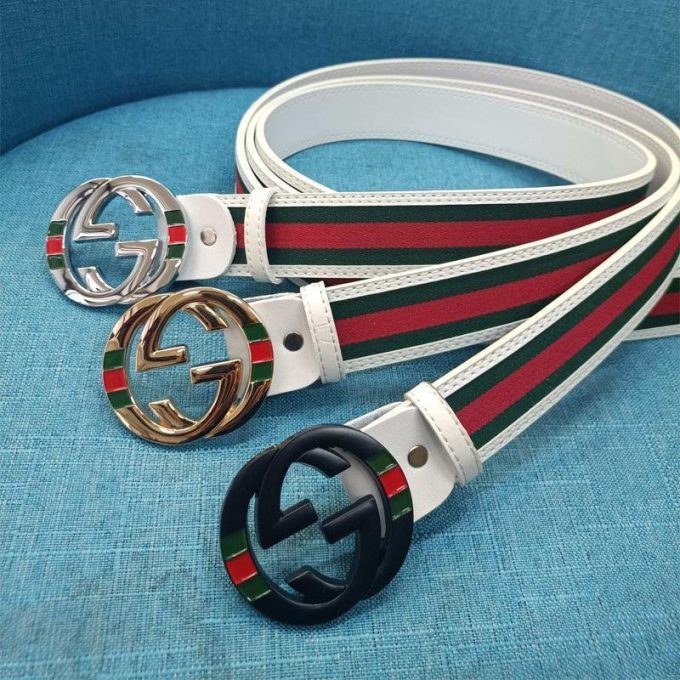 3 Colors  Double G Stripe Leather Belt - Image 4