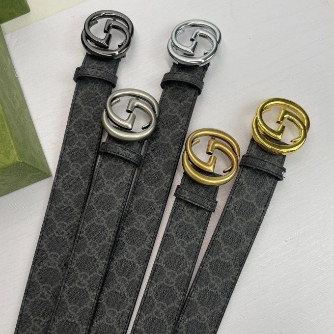 4 Colors Classic double G pattern printed belt - Image 9