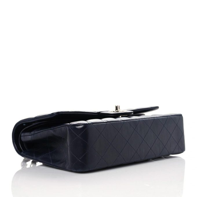 CC CN34 Lambskin Quilted Medium Double Flap in Navy - Image 3