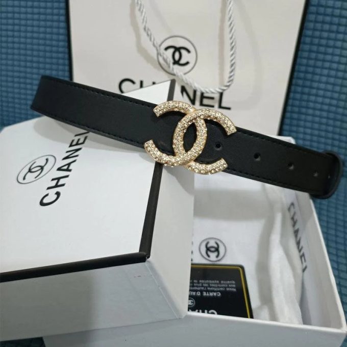 2 Colors  Double C Diamond Black Leather Belt - Image 2
