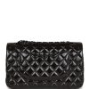 CC Medium Classic Double Flap Bag SO Black Crumpled Calfskin Black Hardware