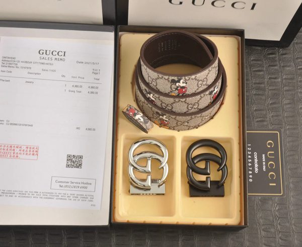 3-color  double G Mickey Mouse print belt