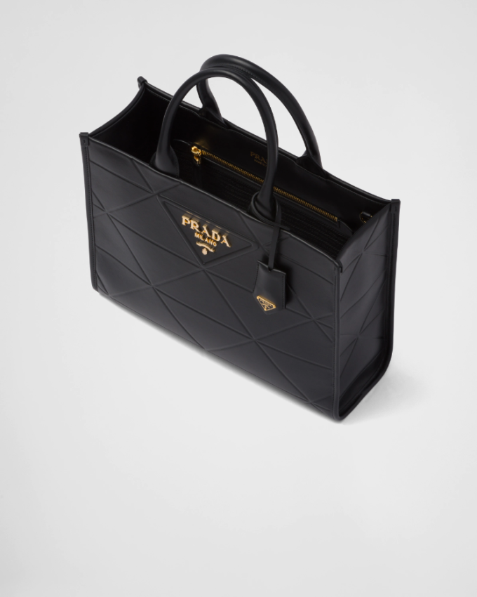 PP big size leather Symbole bag with topstitching - Black - Image 4