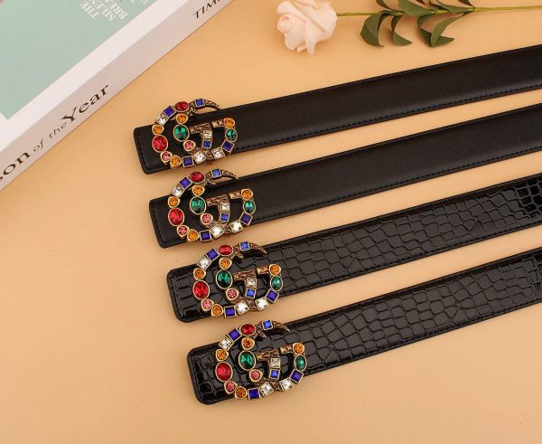 2  double G irregular colored diamond belts