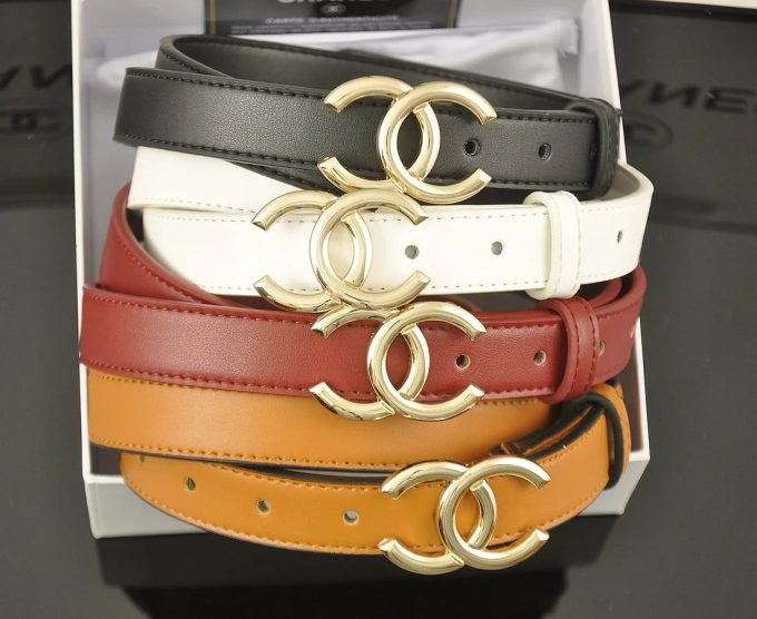 4 color fashion double C smooth surface belt - Image 6