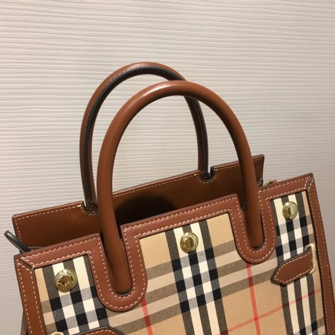 bb Mini Vintage Check Two-handle Title Bag Archive Beige For Women, Women's Bags 10.2in/26cm 80252671 - Image 6