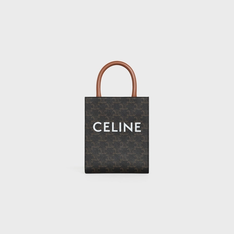 MINI VERTICAL CABAS IN TRIOMPHE CANVAS AND CALFSKIN WITH CE PRINT TAN
