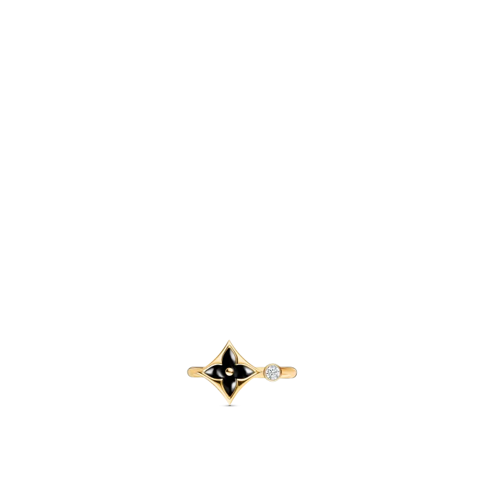 Color Blossom Mini Star Ring in Yellow Gold, Onyx and Diamonds - Image 2
