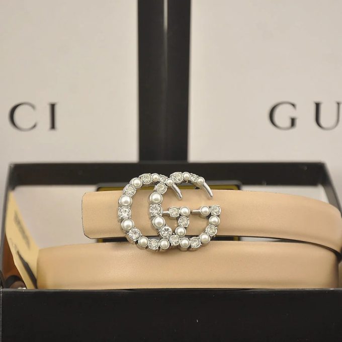 6 Colors fashion double C pearl rhinestone belt - Image 2