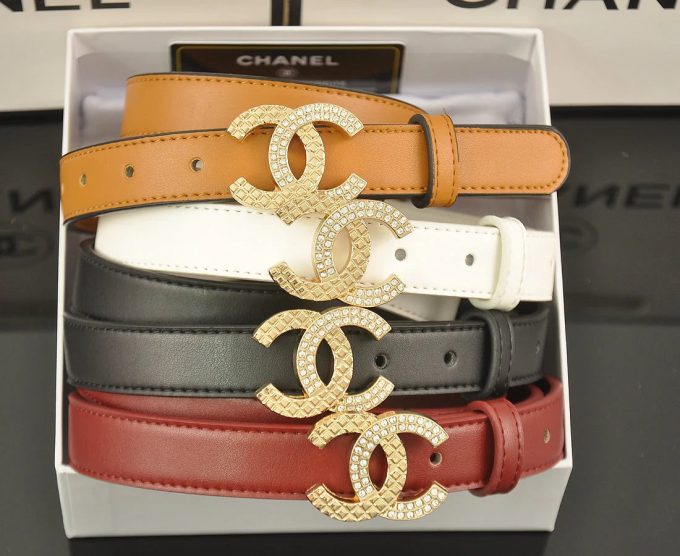 4 Colors fashion double C half rhinestone belt - Image 6