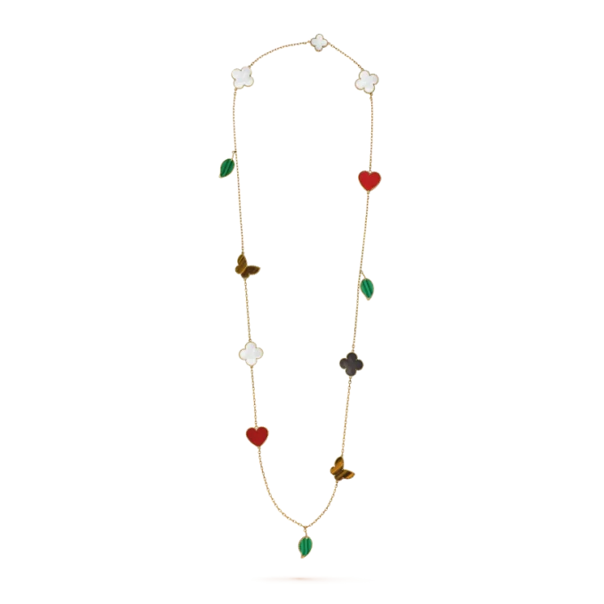 Lucky Alhambra Long Necklace, 12 Charms