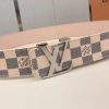 Classic Silver Buckle White Plaid Men's Belt