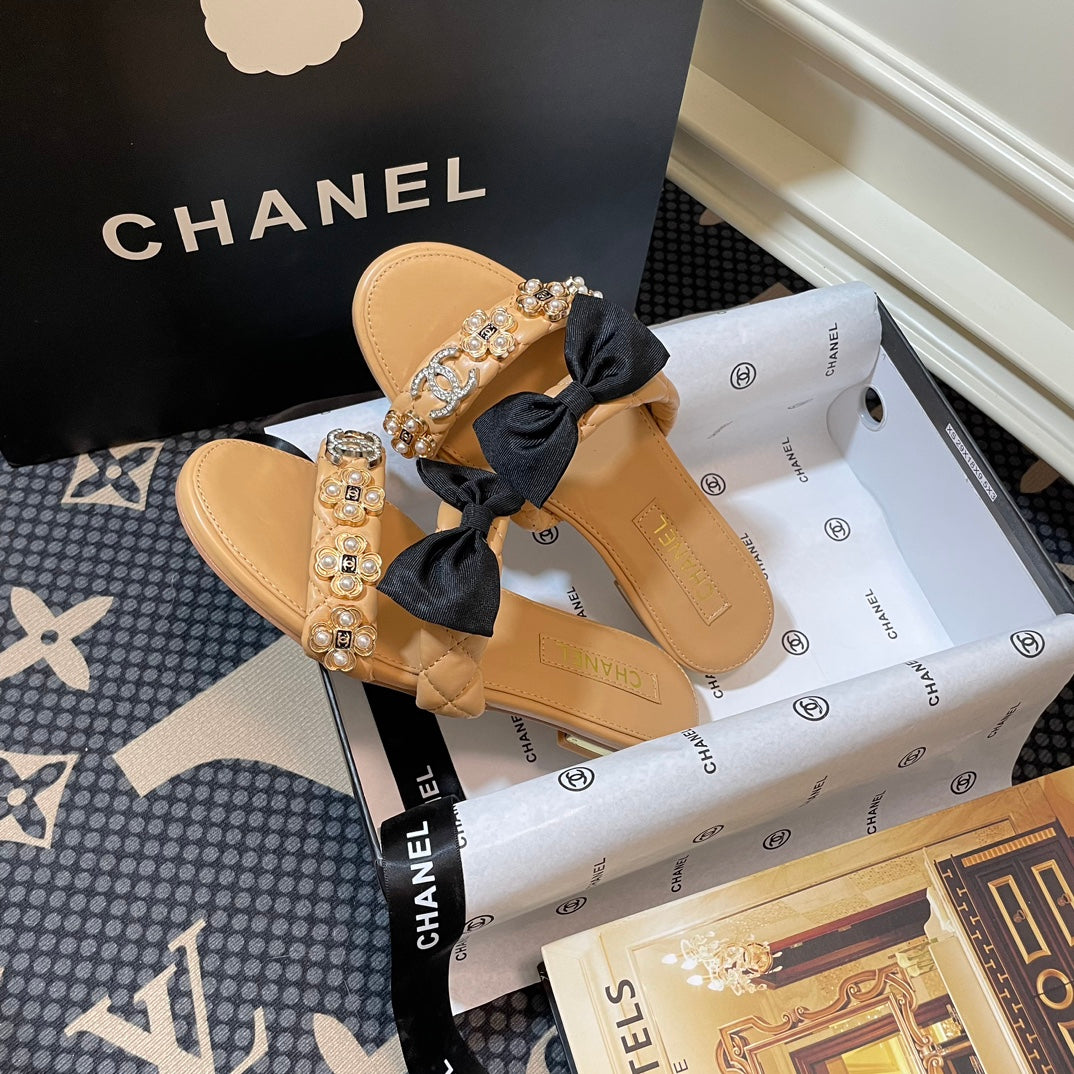 Pearl Gem Bow Flat Slippers - Image 5