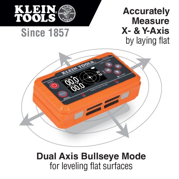 Klein Tools 935DAGL Digital Level Angle Finder with Programmable Angles, Measures 0 - 90 and 0 - 180 Degree or Dual Axis Bullseye Ranges - Image 2