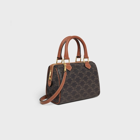 SMALL BOSTON IN TRIOMPHE CANVAS AND CALFSKIN TAN