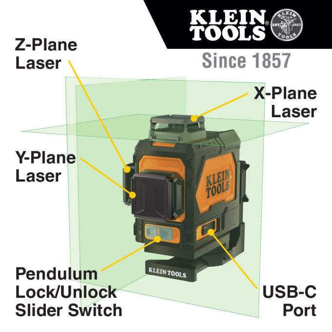 Klein Tools 93PLL Rechargeable Self-Leveling Green Planar Laser Level - Image 11