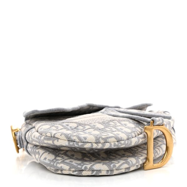 CHRISTIAN D Oblique Embroidered Saddle Bag Gray