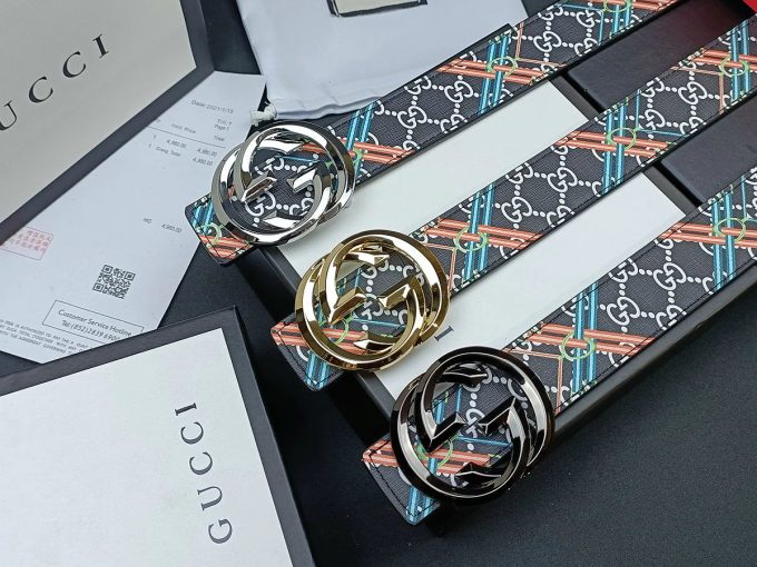 3 Colors  double G stripe calico belt - Image 4