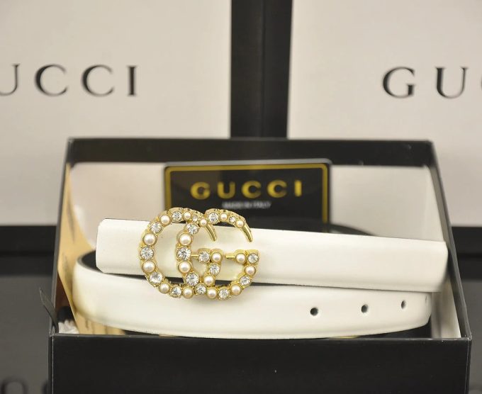 6 Colors fashion double C pearl rhinestone belt - Image 5