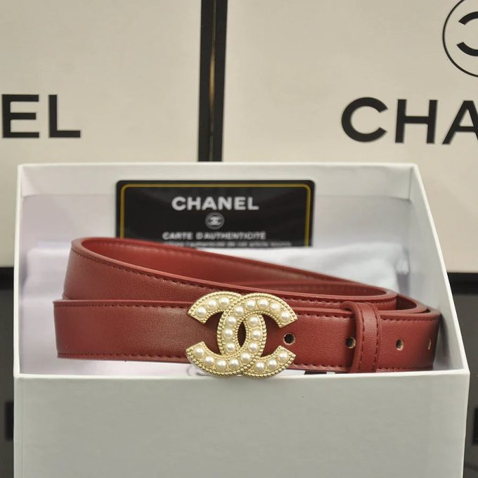 4 Colors fashion double C pearl belt - Image 2