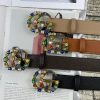 4 Colors  double G seven-color rhinestone double-sided lychee pattern belt