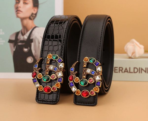 2  double G irregular colored diamond belts