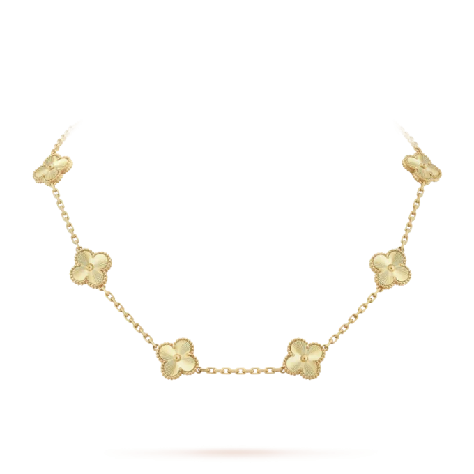 Vintage Alhambra necklace, 10 four-leaf lucky totems - Image 2